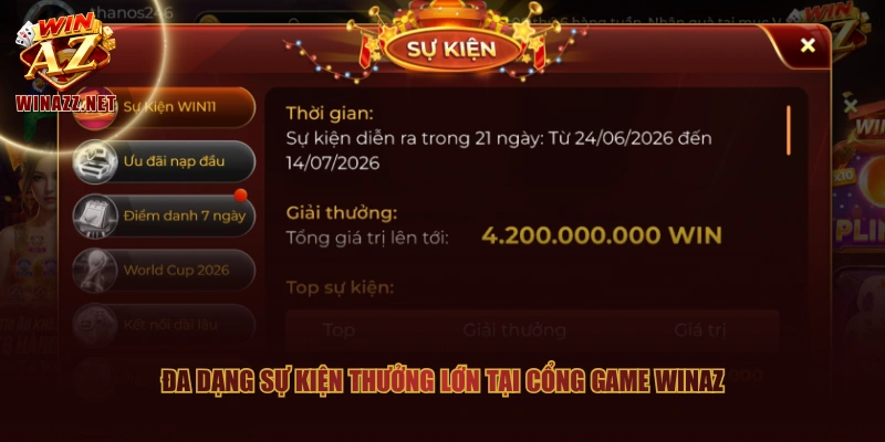 WinAZ ⚡️ Link Trang Chủ WinAZ.com #1 | Nạp Đầu +8.888.888 26 Đa dạng sự kiện thưởng lớn tại cổng game WinAZ